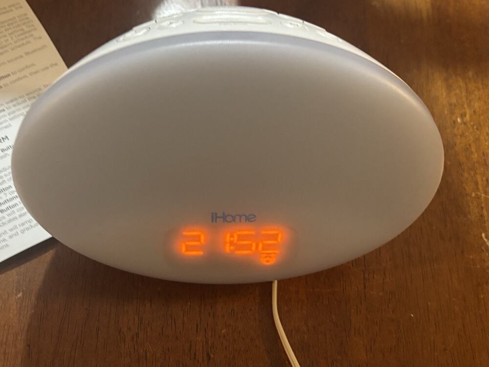iHome Zenergy Sunrise Alarm Clock White Noise Sound Machine Bluetooth Speaker